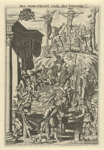 Christ on the cross and a feast